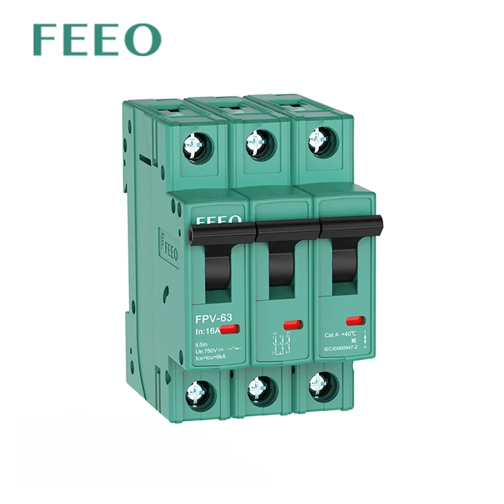 डीसी एमसीबी सर्किट ब्रेकर 1 पी 2 पी 3 पी 4 पी मिनी लघु 250V 500VDC 600V 1000V 1200V 1500V 1500V 16A 25AMP 63A सौर पीवी सिस्टम 10ka के लिए